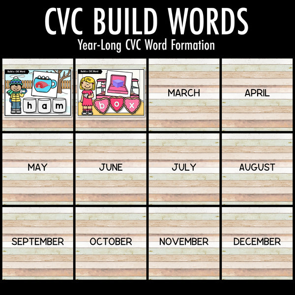 Year-long CVC Build Words Growing Bundle