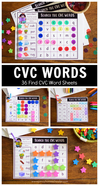 CVC Word Search - Three Levels