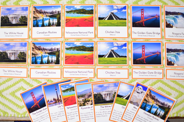 Landmarks of North America Montessori 3 Part Cards and Fact Cards