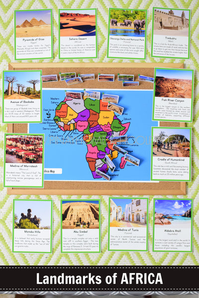 Landmarks of Africa Montessori 3 Part Cards and Fact Cards