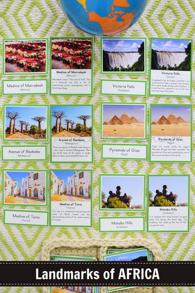 Landmarks of Africa Montessori 3 Part Cards and Fact Cards