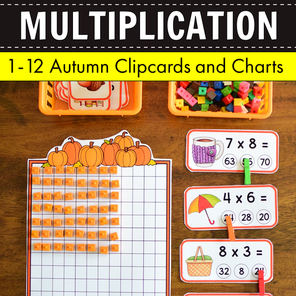 Multiplication Command Clipcards - Autumn Theme