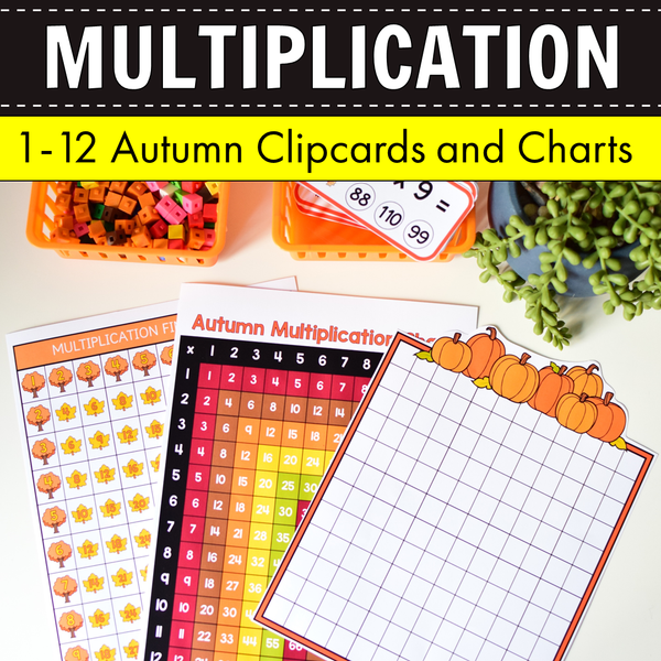 Multiplication Command Clipcards - Autumn Theme