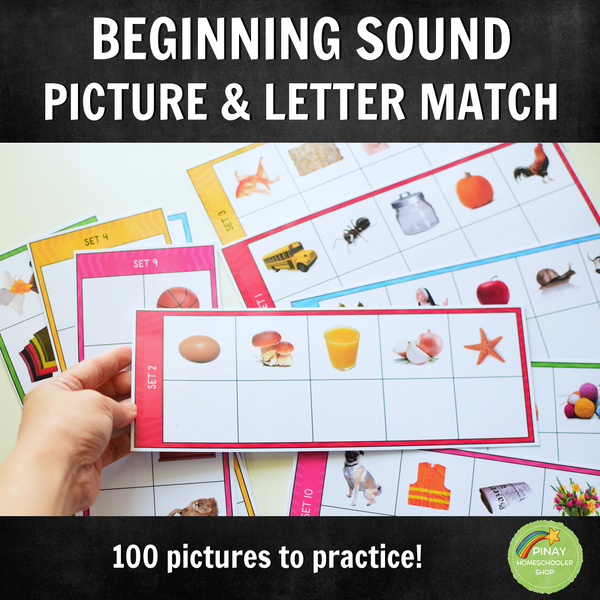 100 Pictures and Beginning Letter Matching Activity