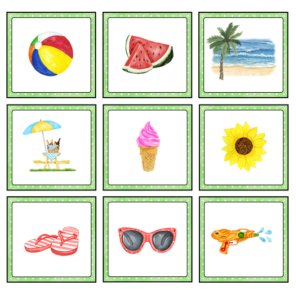 Summer Magnifying Matching Activity Cards