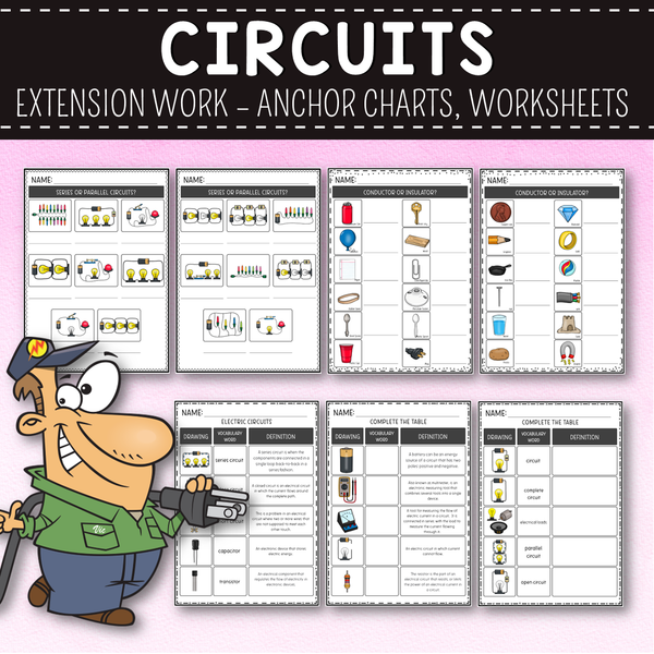 Circuits Extension Pack - Worksheets, Anchor Charts, Wordwall