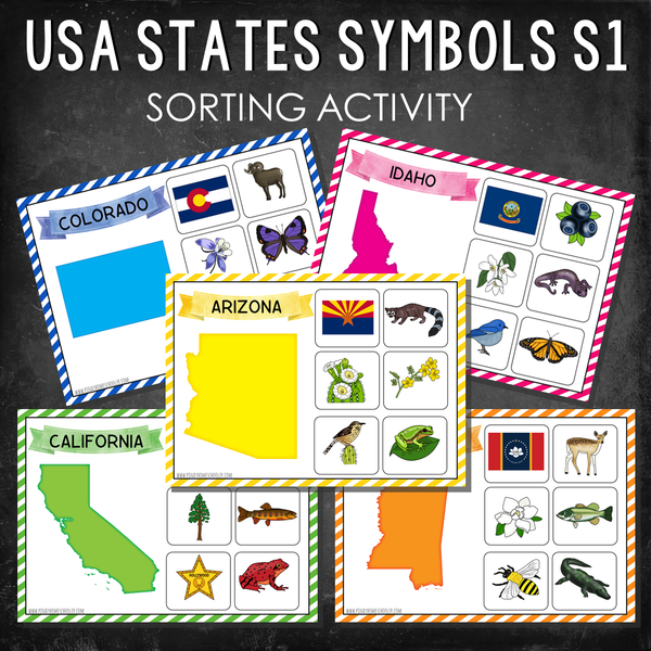 USA State Symbols Sorting Activity Set 1