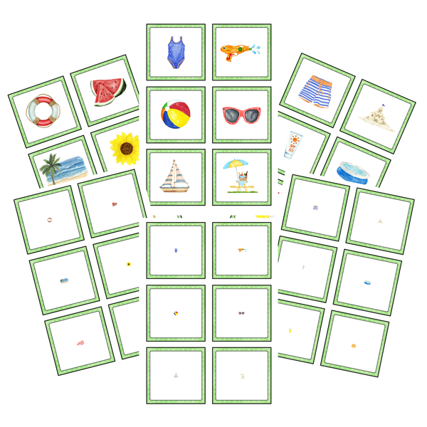 Summer Magnifying Matching Activity Cards