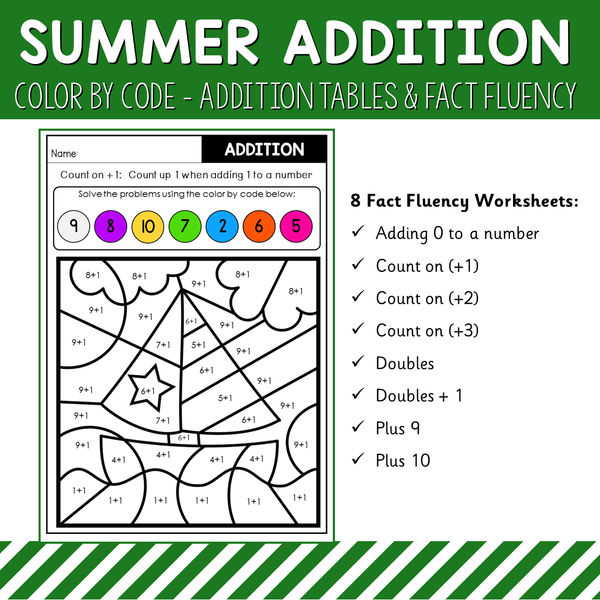 Color By Code Addition Tables and  Fact Fluency - Seasons Bundle