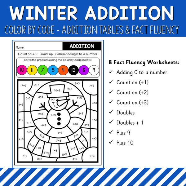 Color By Code Addition Tables and  Fact Fluency - Seasons Bundle