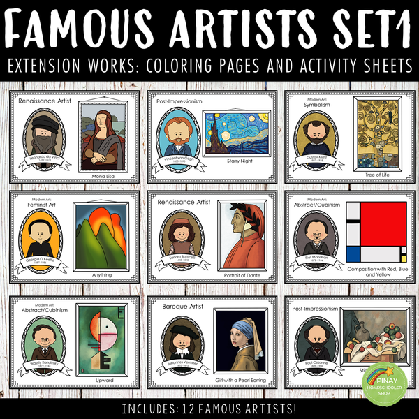 Famous Artists Activity Worksheets Bundle Set 1
