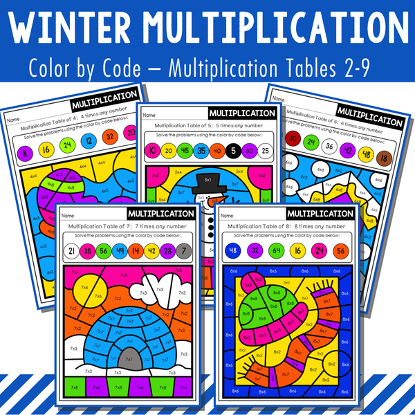Color By Code Multiplication Tables 2 to 9 - Seasons Bundle
