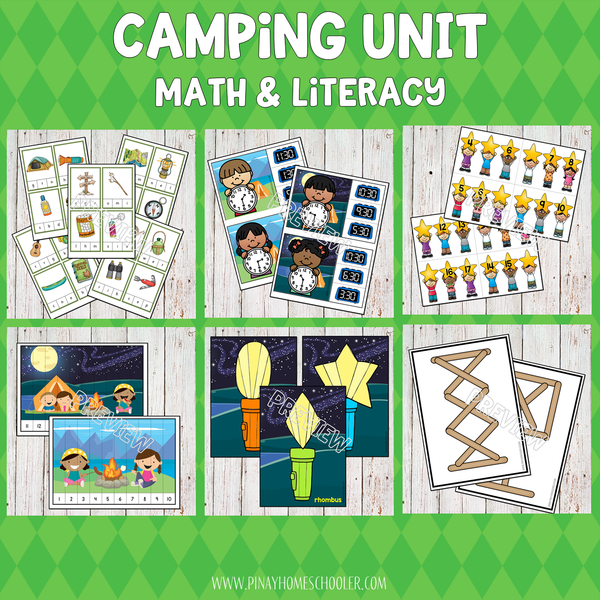 Camping Preschool Kindergarten Unit - Math and Literacy Centers