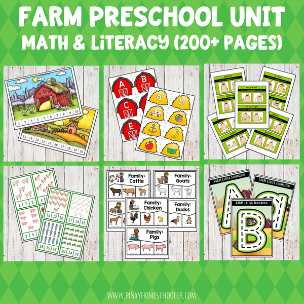 Farm Preschool/ Kindergarten Unit - Math and Literacy Centers