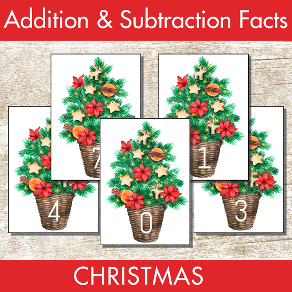 Christmas Addition and Subtraction Facts Fluency 1-12 Center