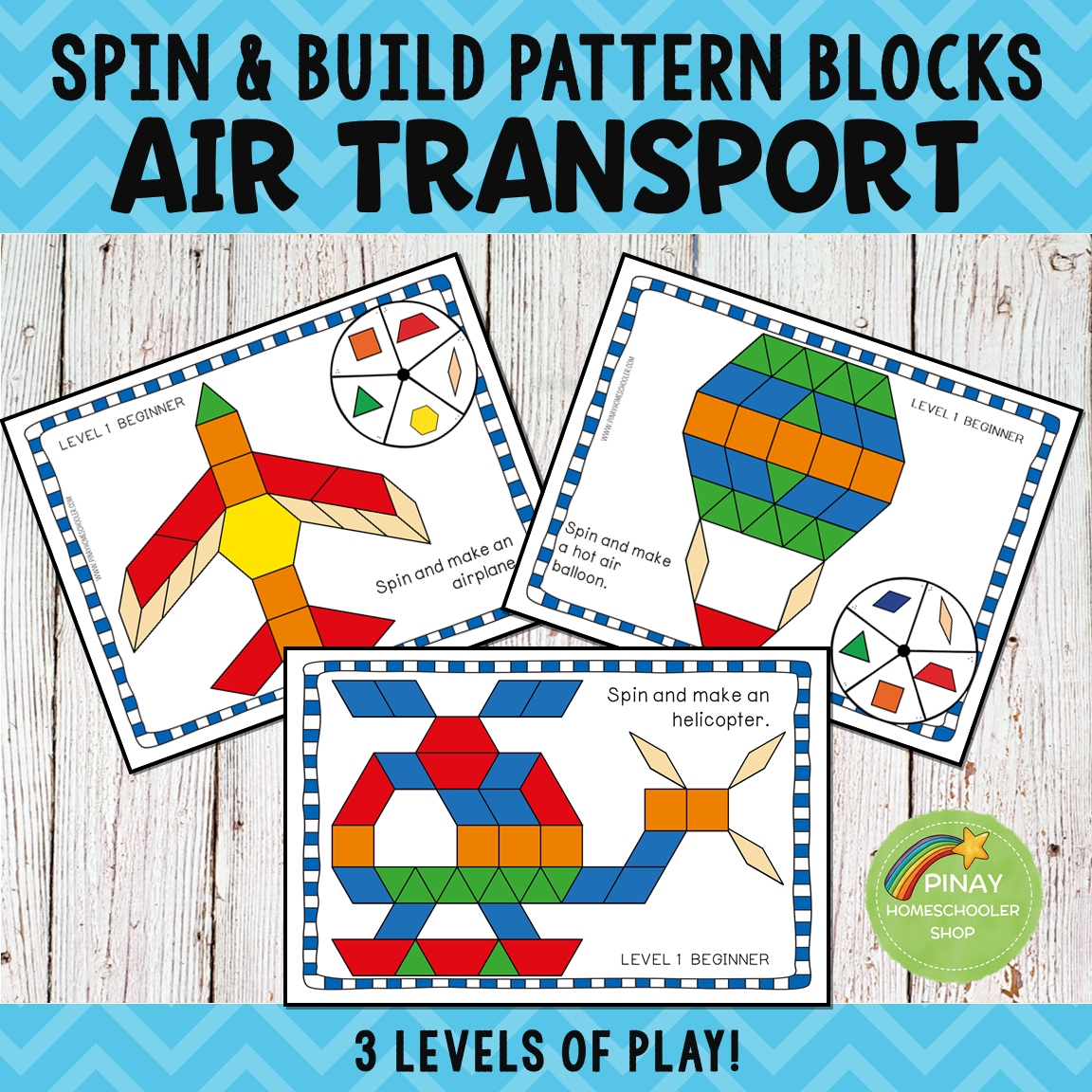 Air Transportation Pattern Blocks Spin and Build – Pinay Homeschooler Shop
