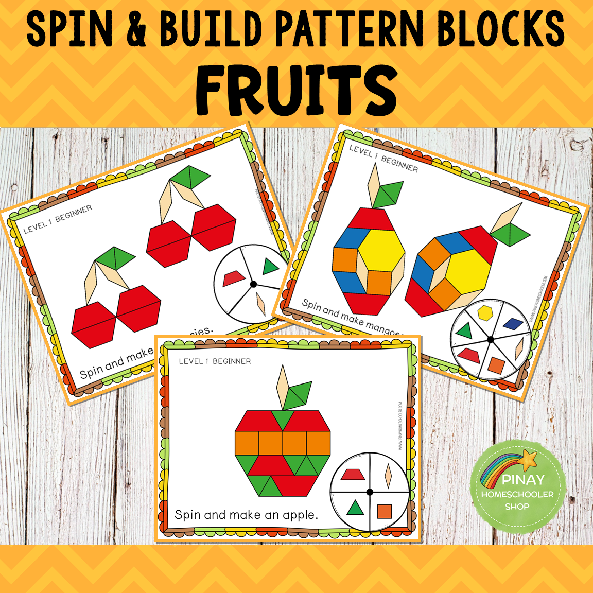 Fruits Pattern Blocks Spin and Build – Pinay Homeschooler Shop