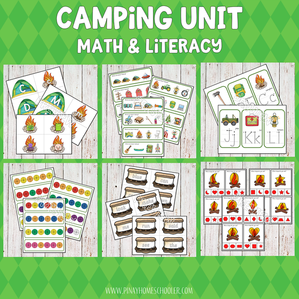 Camping Preschool Kindergarten Unit - Math and Literacy Centers