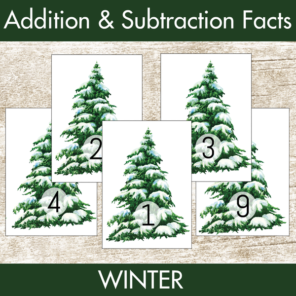 Winter Addition and Subtraction Facts Fluency 1-12 Center