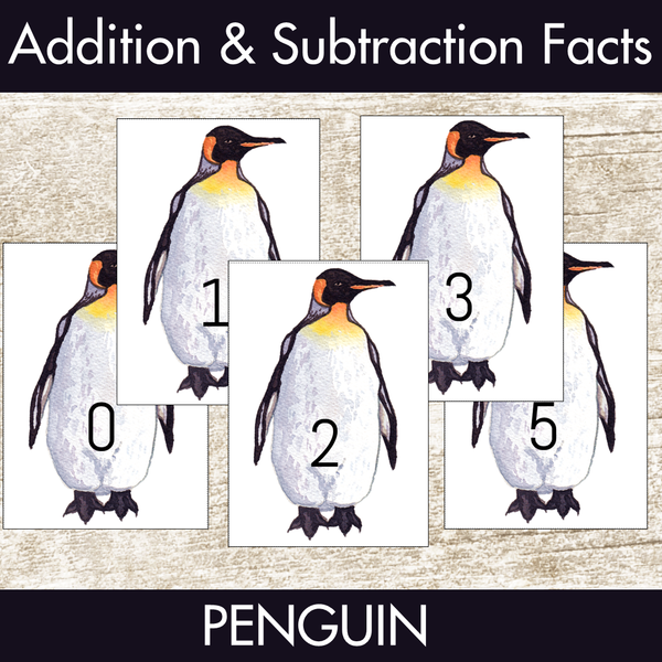 Penguin Addition and Subtraction Facts Fluency 1-12 Center