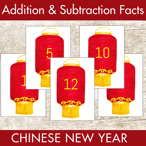 Chinese New Year Addition and Subtraction Facts Fluency 1-12 Center