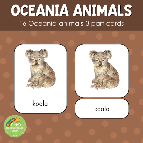 Oceania / Australia Animals Montessori 3 Part Cards