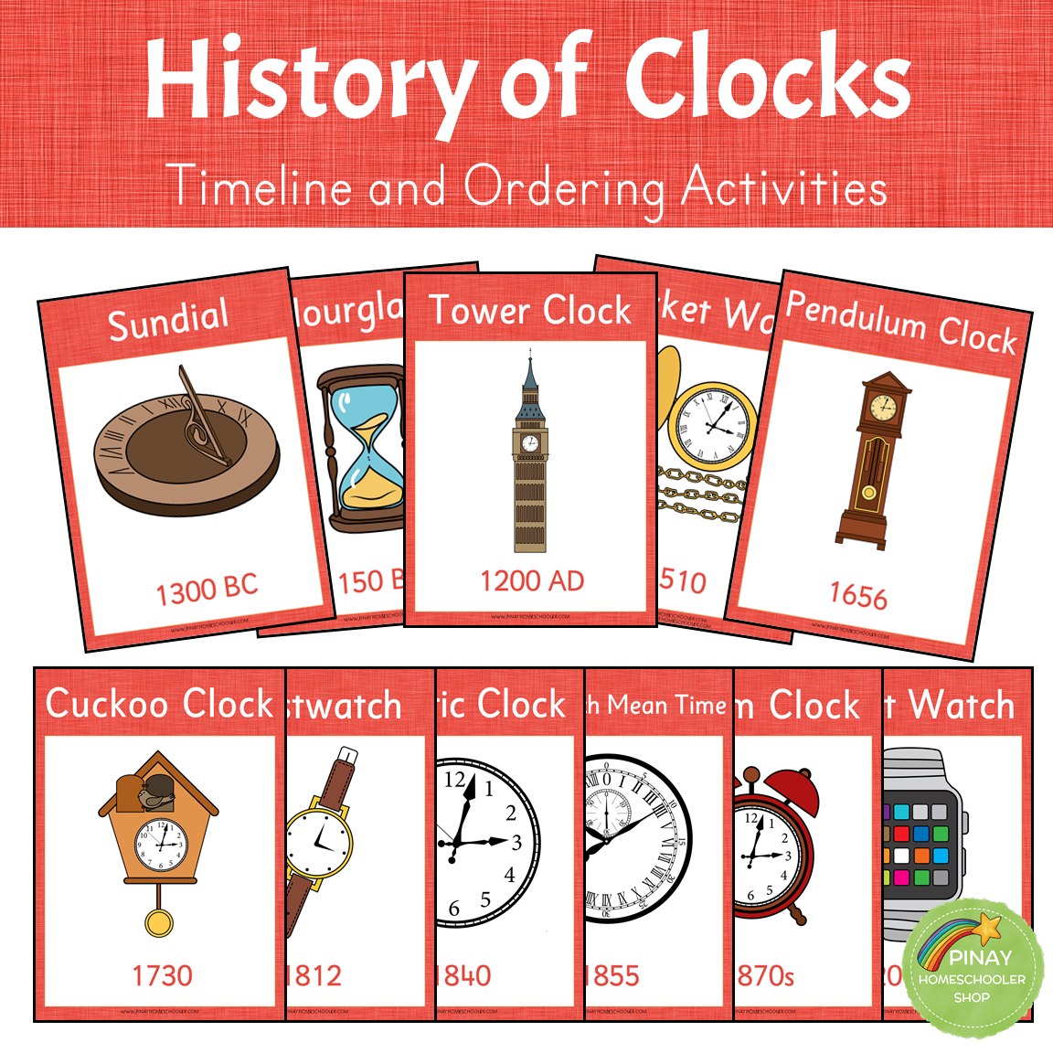 History of Clocks Timeline and Ordering Activities Pinay