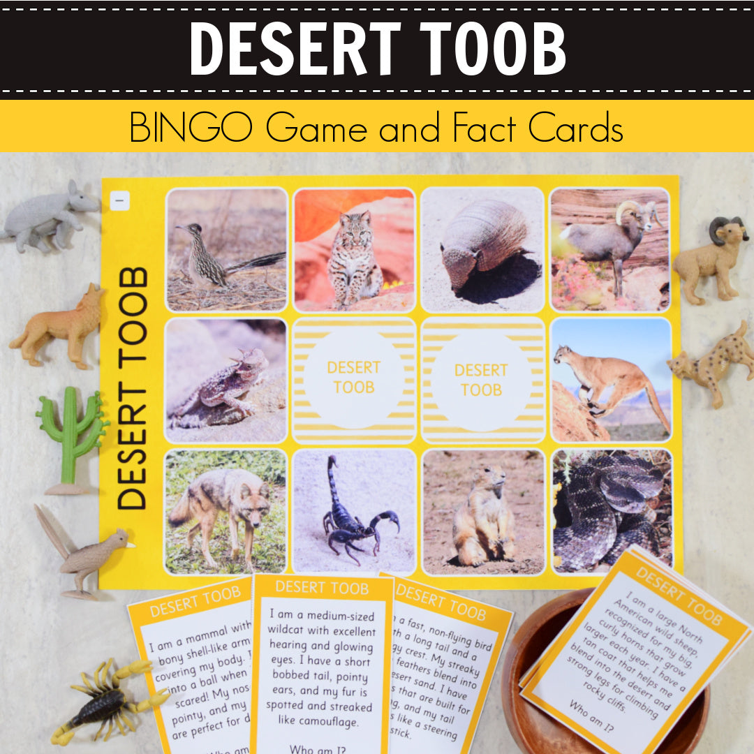 Safari Desert Toob Bingo Game and Fact Cards