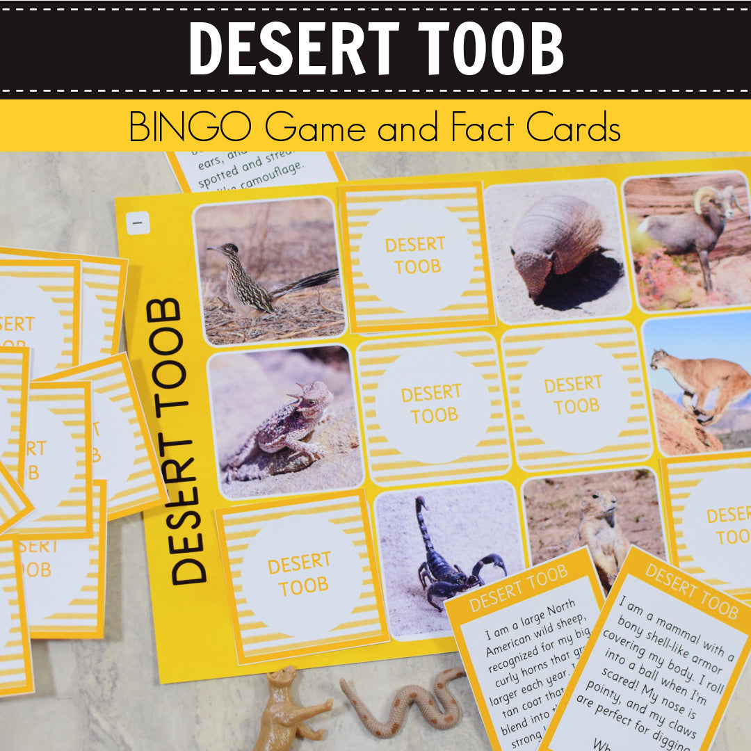 Safari Desert Toob Bingo Game and Fact Cards