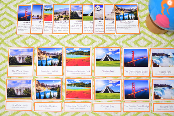 Landmarks of North America Montessori 3 Part Cards and Fact Cards
