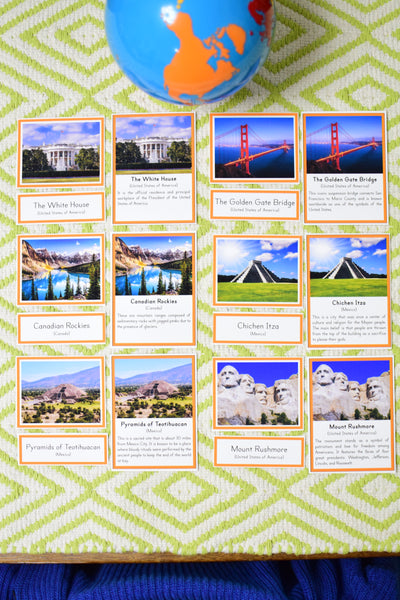 Landmarks of North America Montessori 3 Part Cards and Fact Cards