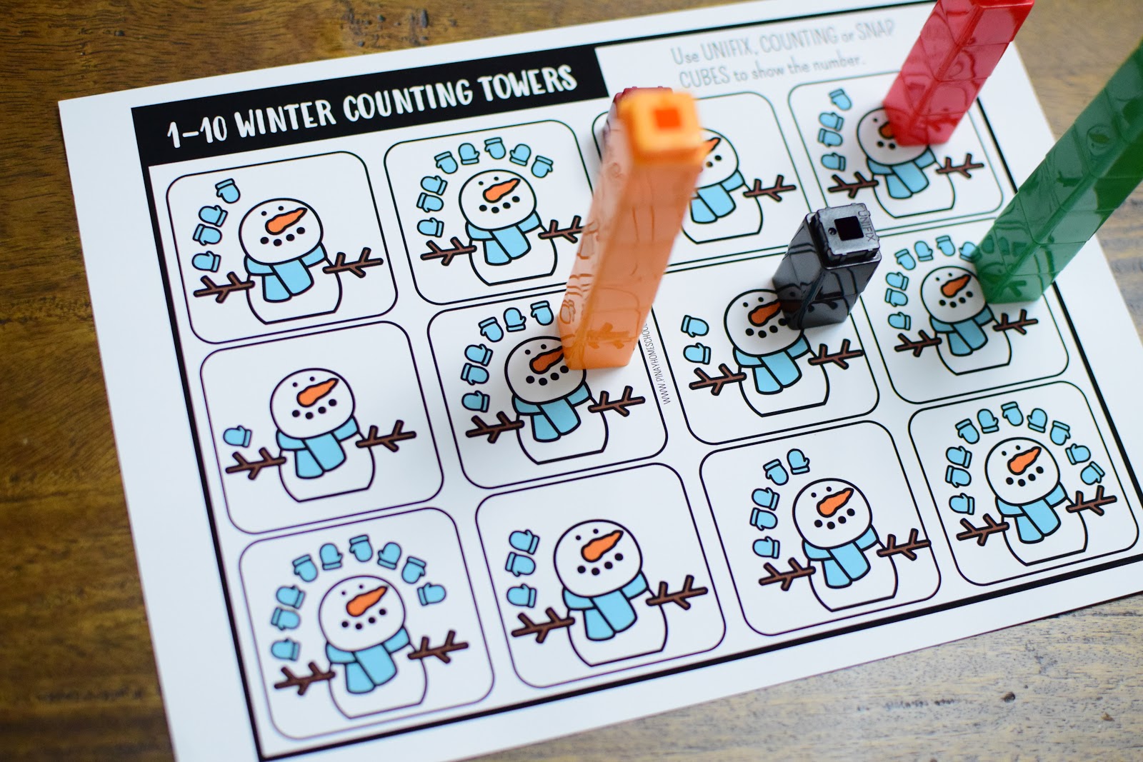 Winter Theme Math Towers