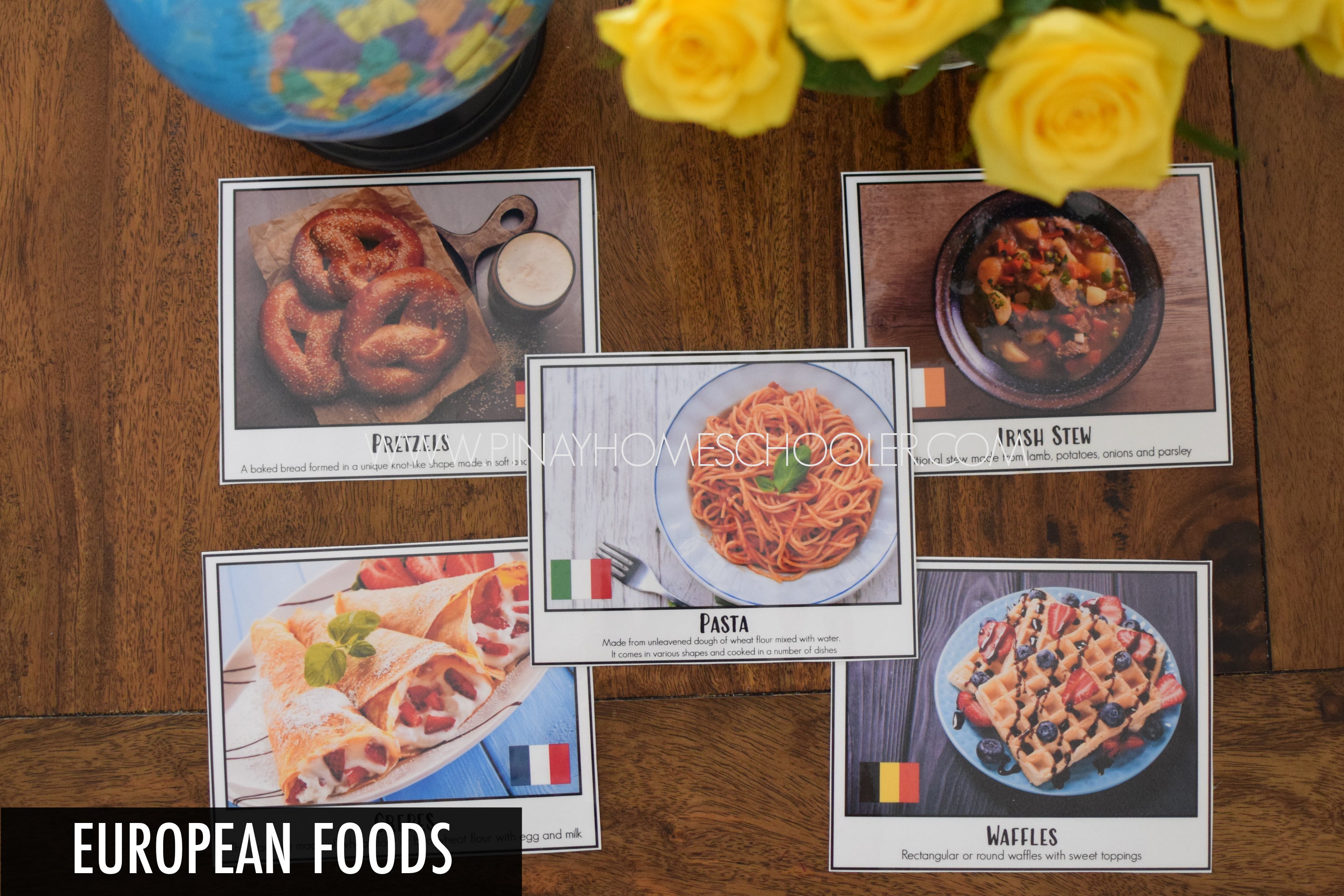 European Foods Montessori 3 Part Cards and Activity Sheets