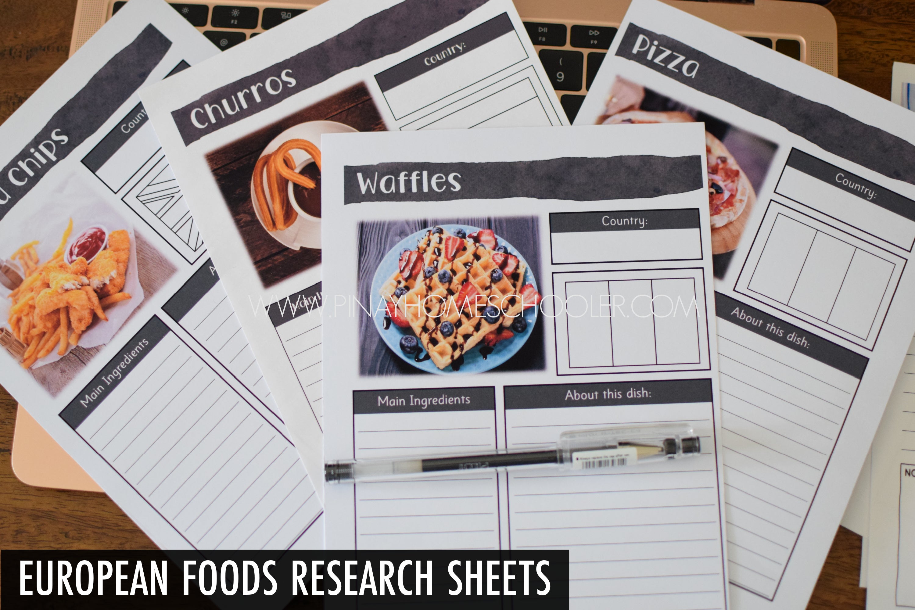 European Foods Montessori 3 Part Cards and Activity Sheets