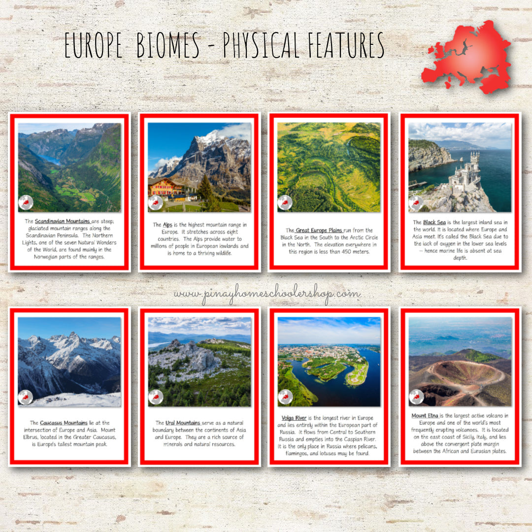 Europe Biomes and Physical Features - Montessori Inspired