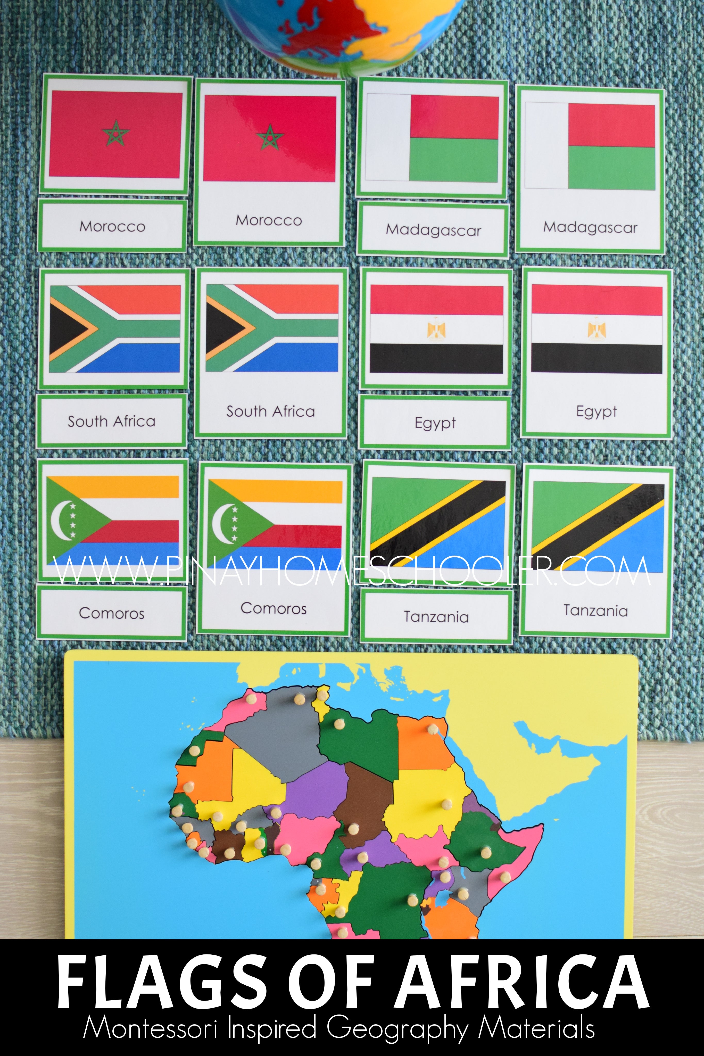 Africa Flags Montessori 3 Part Cards
