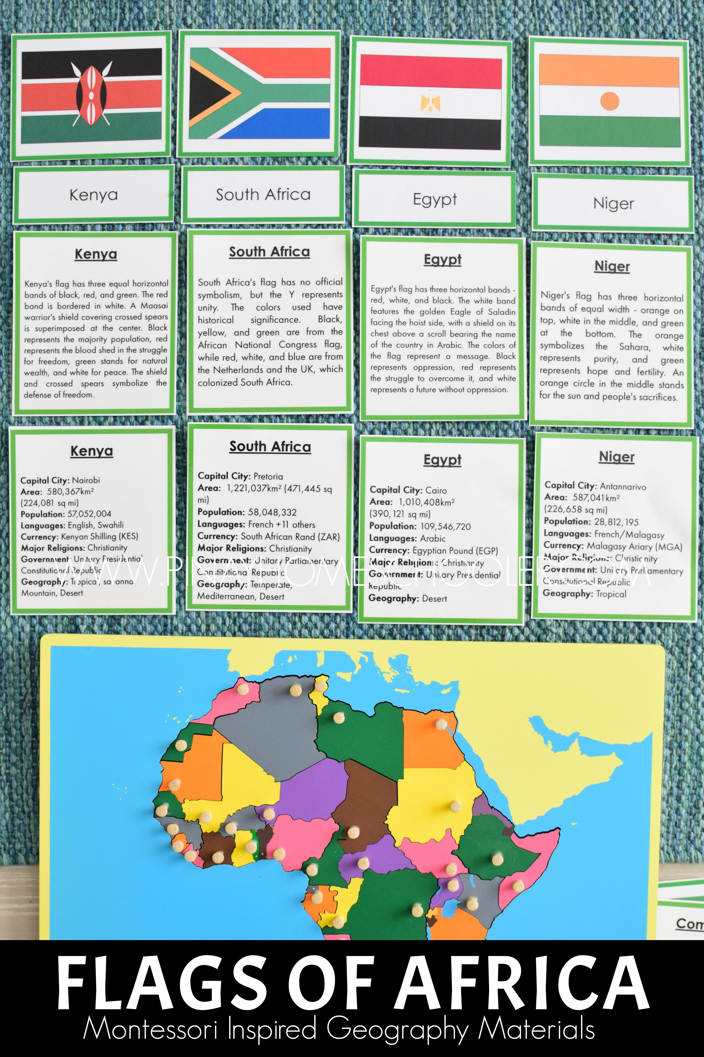 Africa Flags Montessori 3 Part Cards