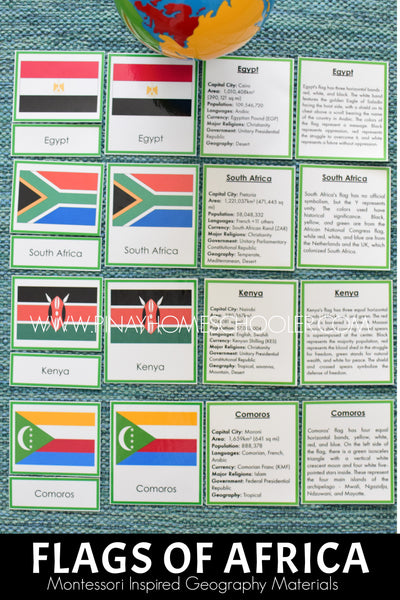 Africa Flags Montessori 3 Part Cards