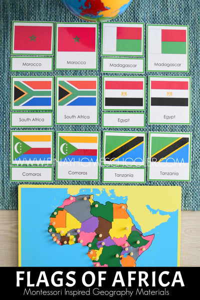 Africa Flags Montessori 3 Part Cards