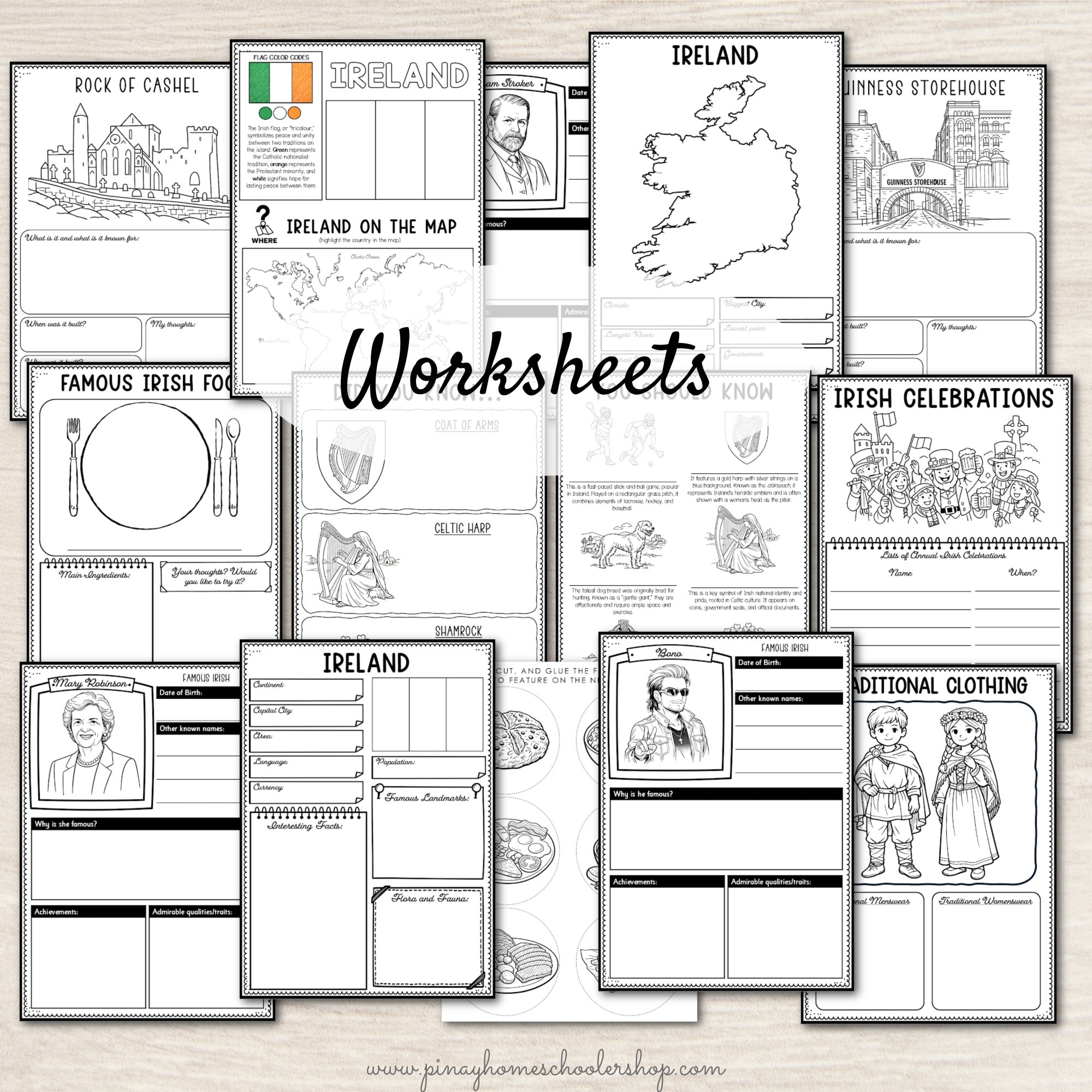 Ireland Worksheets and Research Pages