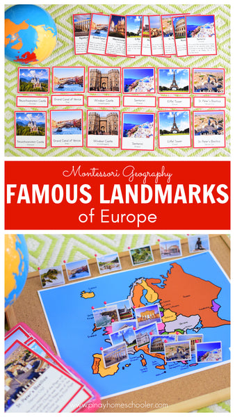 Landmarks of Europe Montessori 3 Part Cards and Fact Cards