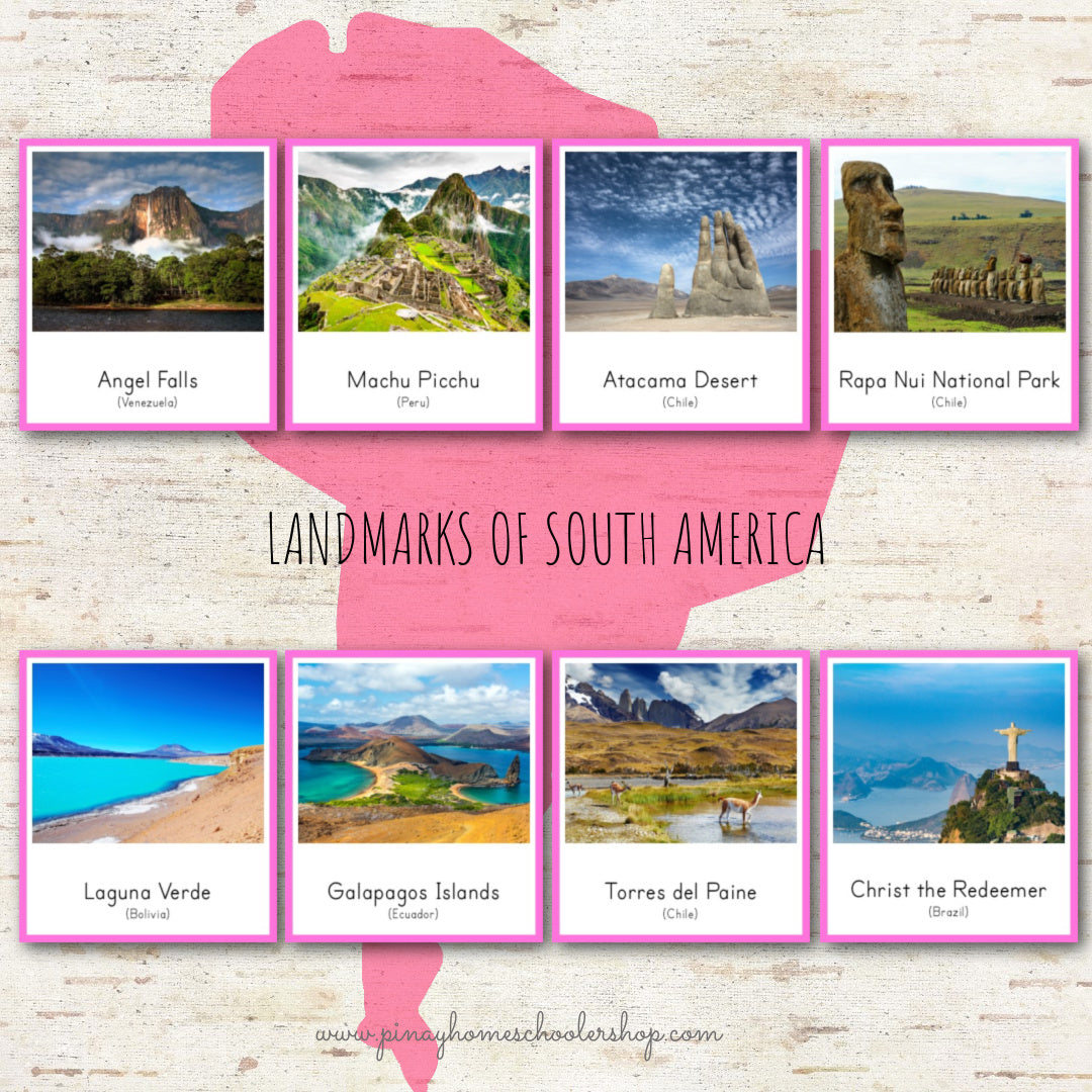 Landmarks of South America Montessori 3 Part Cards and Fact Cards