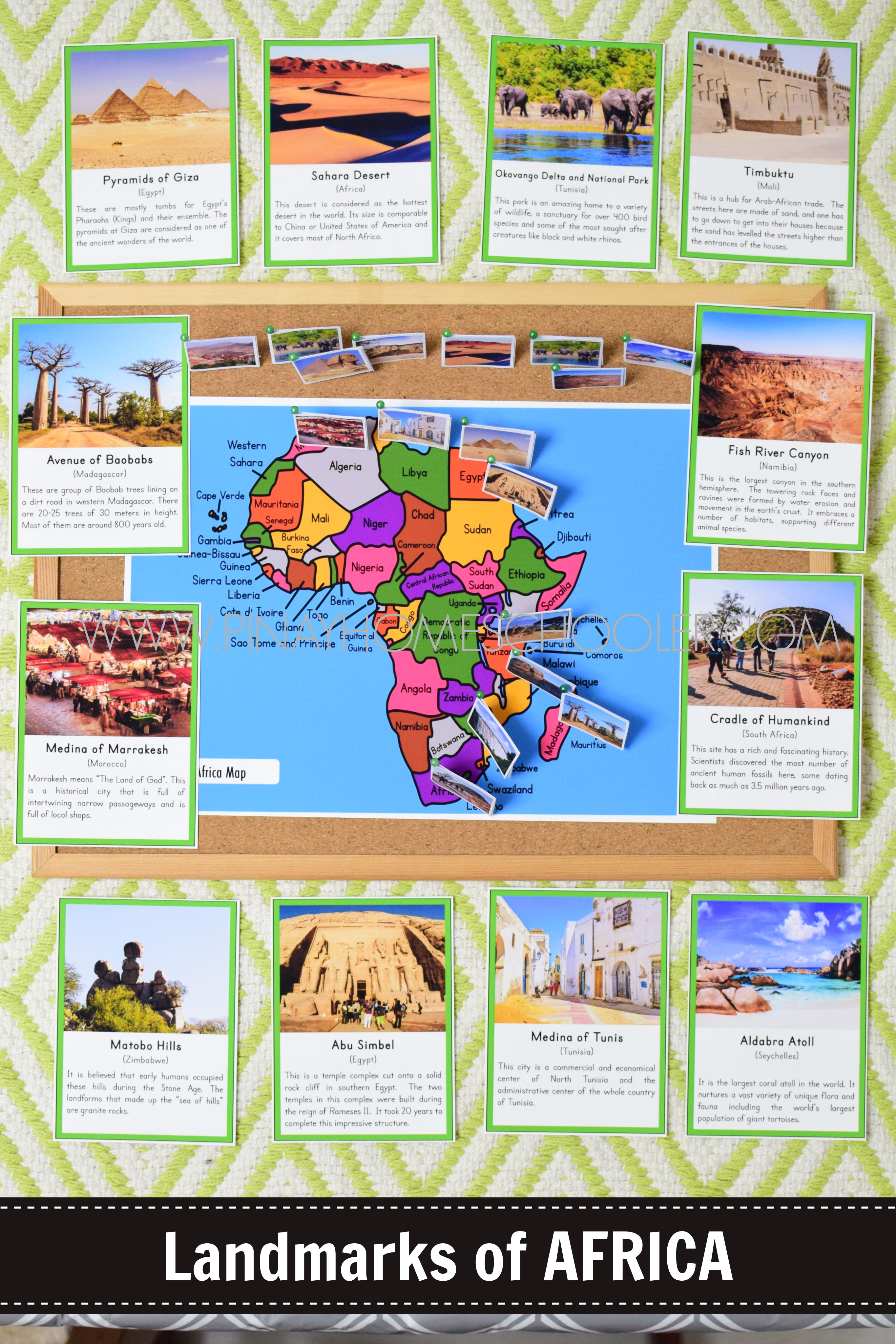 Landmarks of Africa Montessori 3 Part Cards and Fact Cards