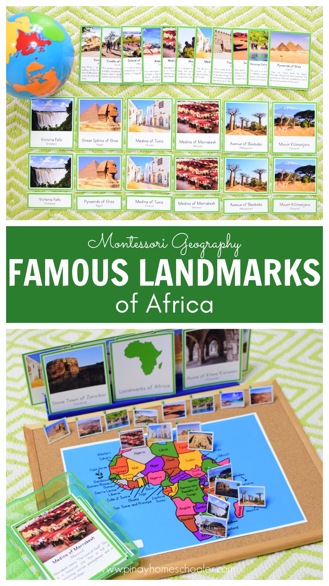Landmarks of Africa Montessori 3 Part Cards and Fact Cards