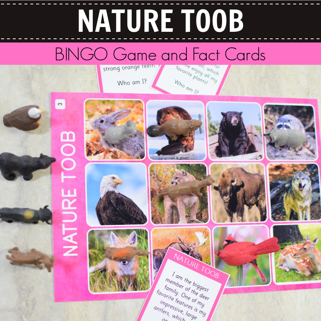 Safari Nature Toob Bingo Game and Fact Cards