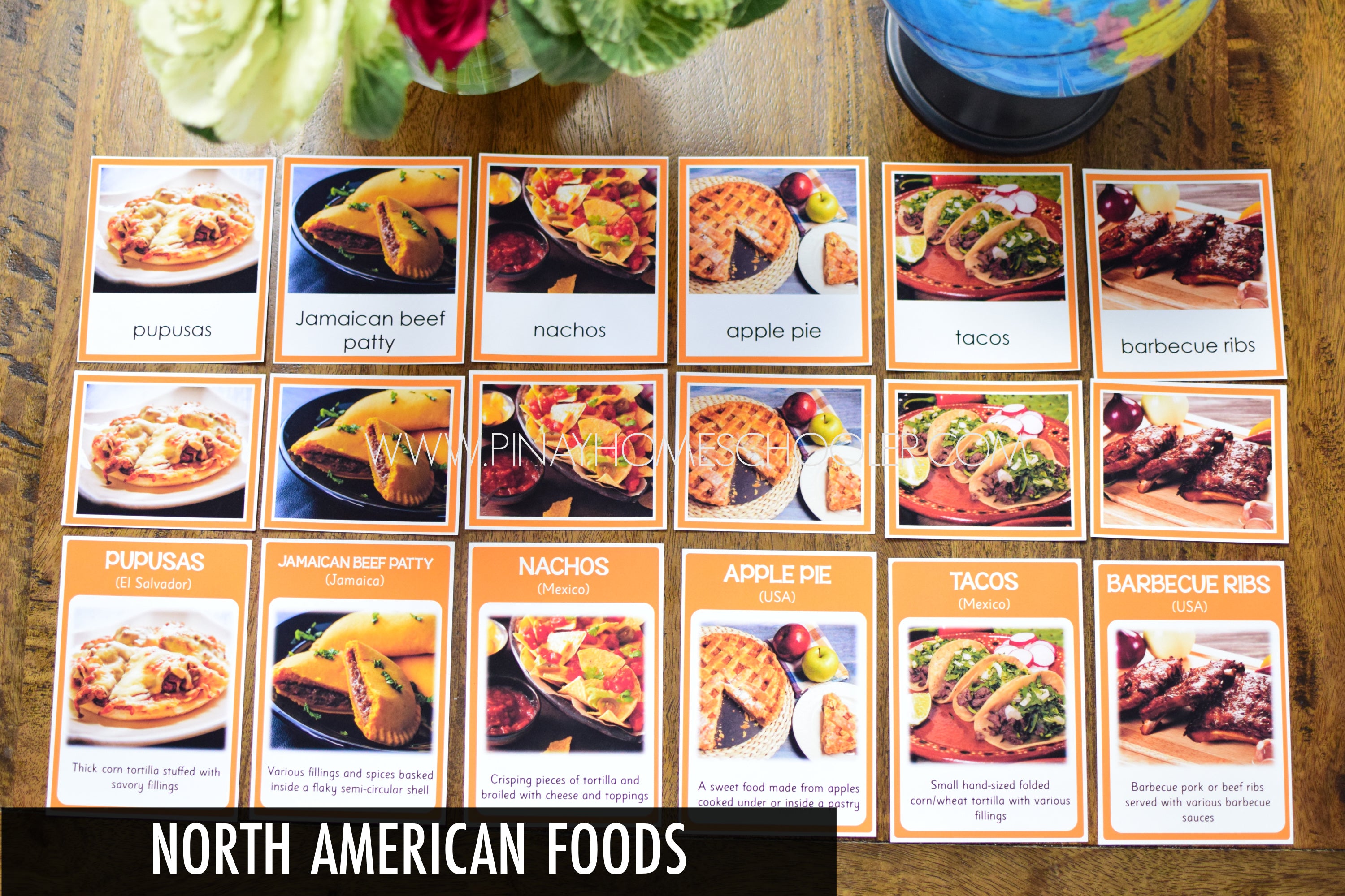 North American Foods Montessori 3 Part Cards and Activity Sheets