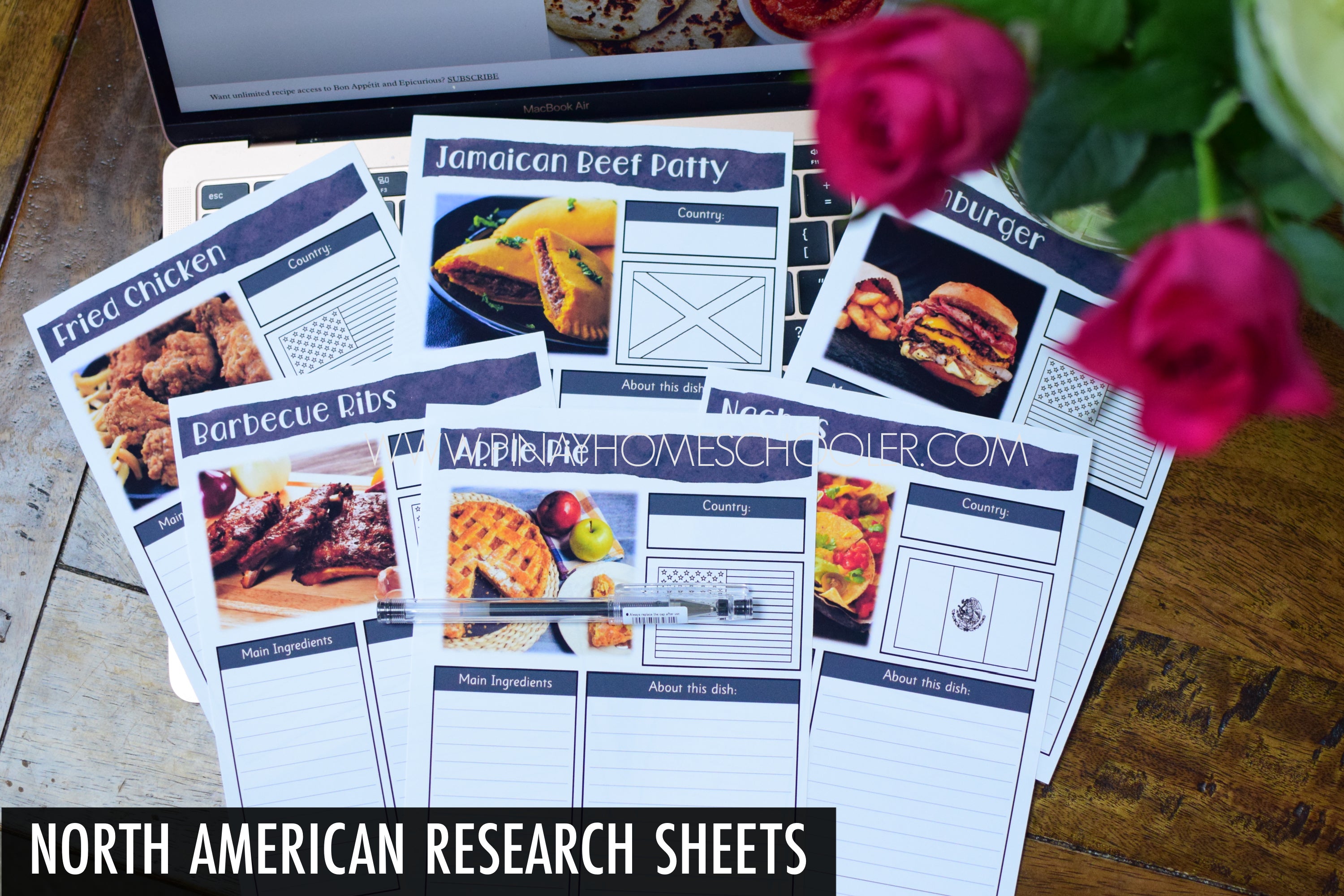 North American Foods Montessori 3 Part Cards and Activity Sheets