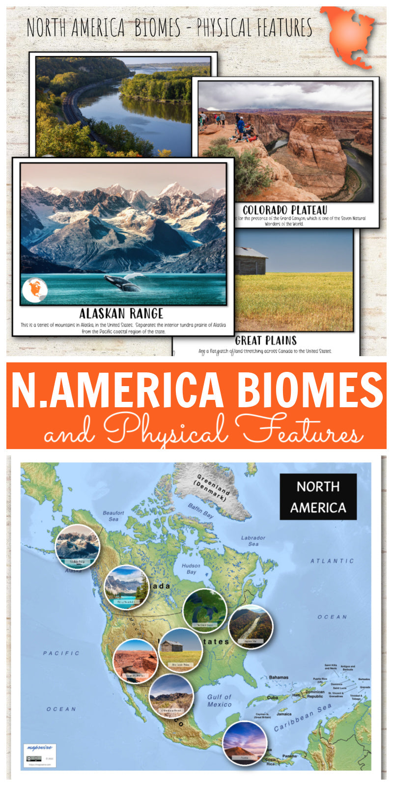 North America Biomes and Physical Features - Montessori Inspired