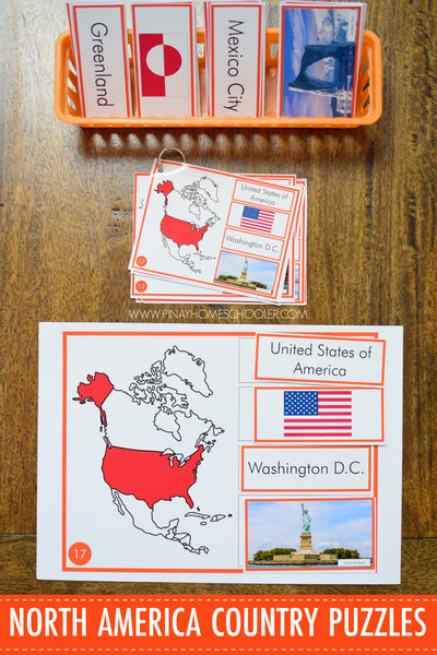 Montessori North America Country Facts Puzzles (EDITABLE)
