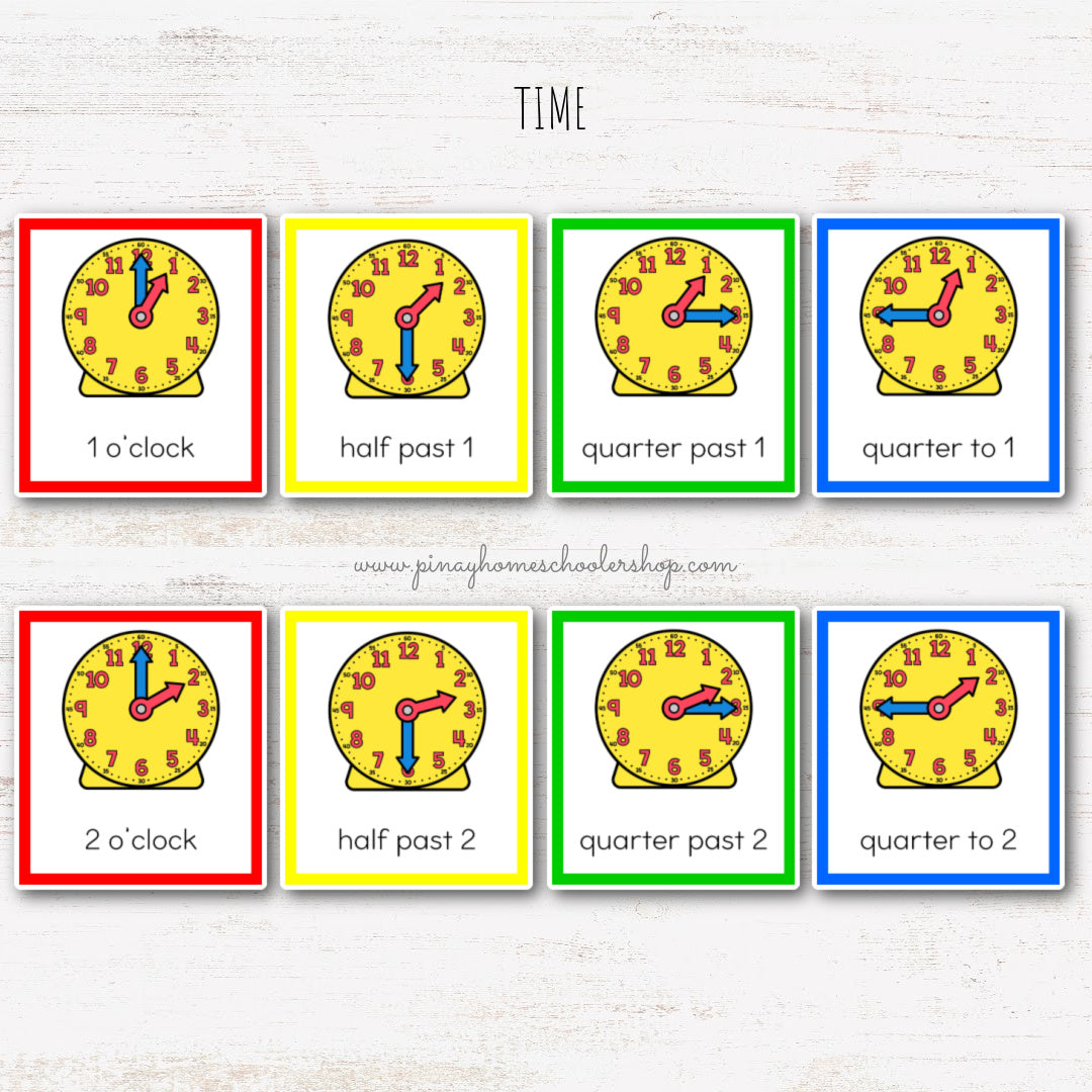 Clock and Time Learning 3 Part Cards